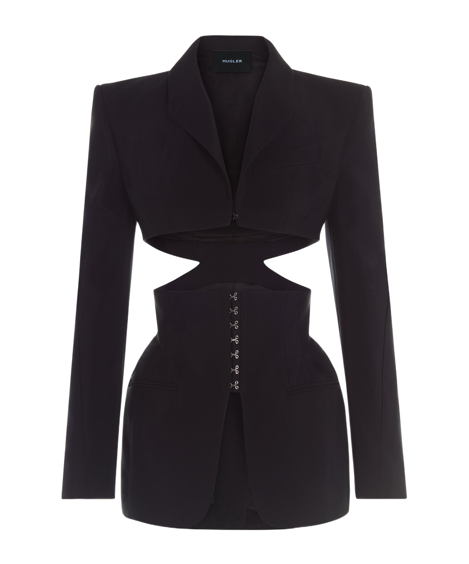 Mugler Black Cut-out Corseted Blazer In Black