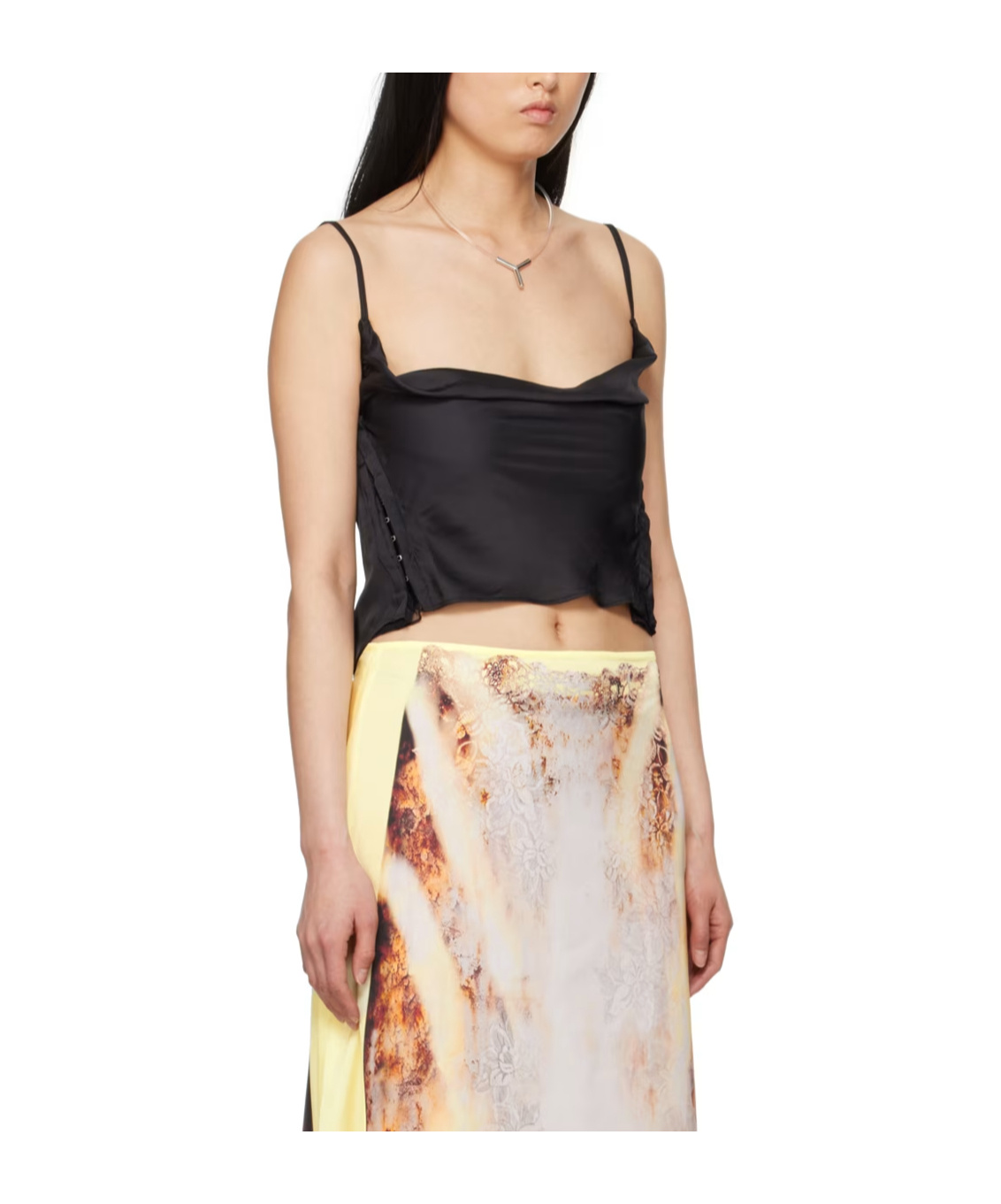 Y/project Cowl Neck Hook And Eye Top With Adjustable Straps For Women In Black