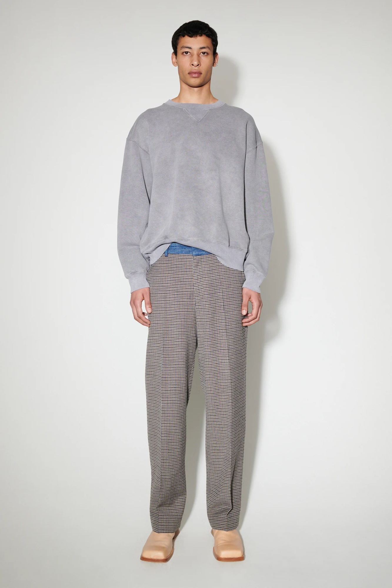 Our Legacy Plaid Wool Casual Trousers In Gray