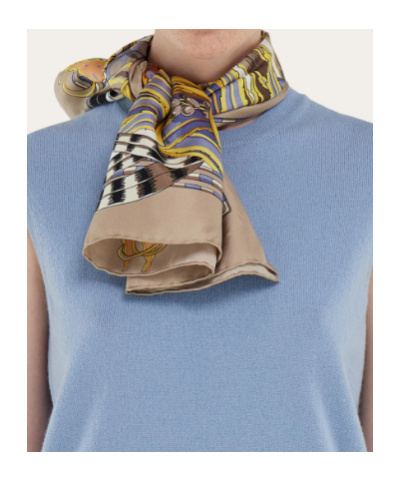 Ferragamo Rooster Print Silk Scarf In Multi