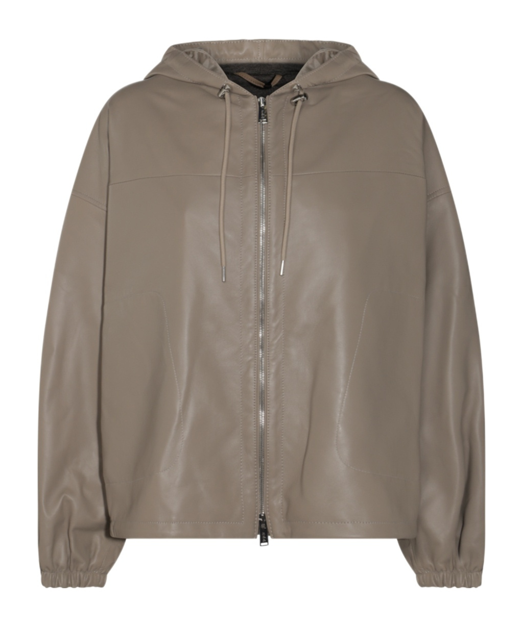 Add Beige Leather Jacket In Gray