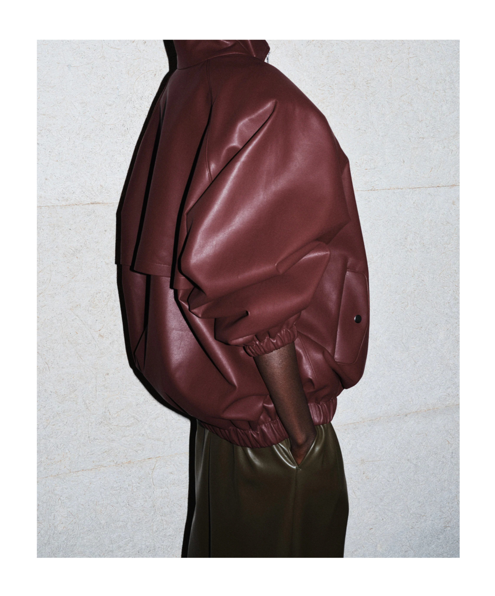 The Frankie Shop Oversized Faux Leather Bomber Jacket With Puff Sleeves