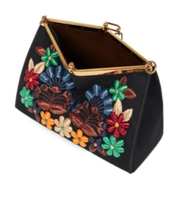 Etro Medium Vela Bag With Flowers In Black