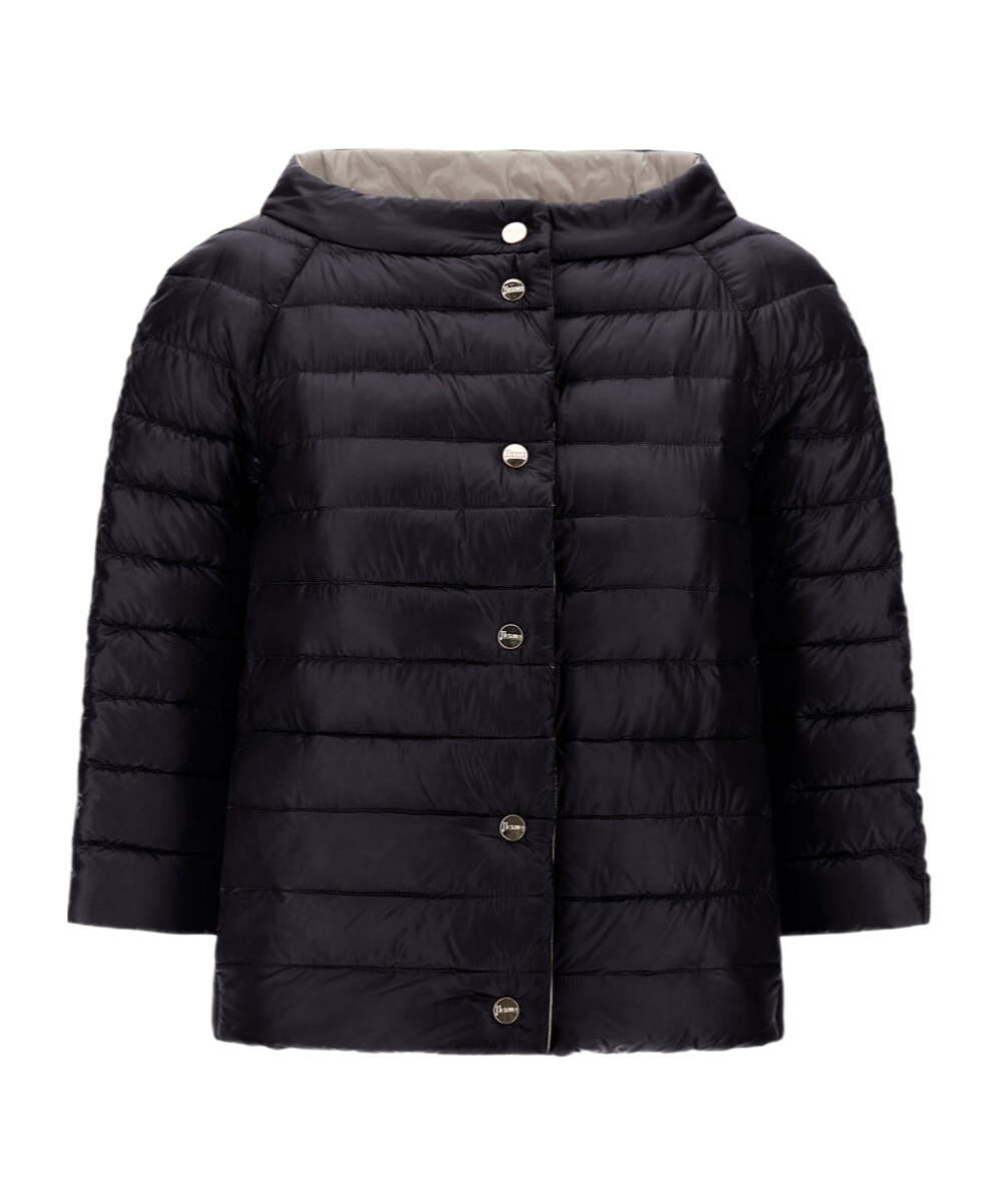 Herno Double-sided Snap Button Down Jacket In Black