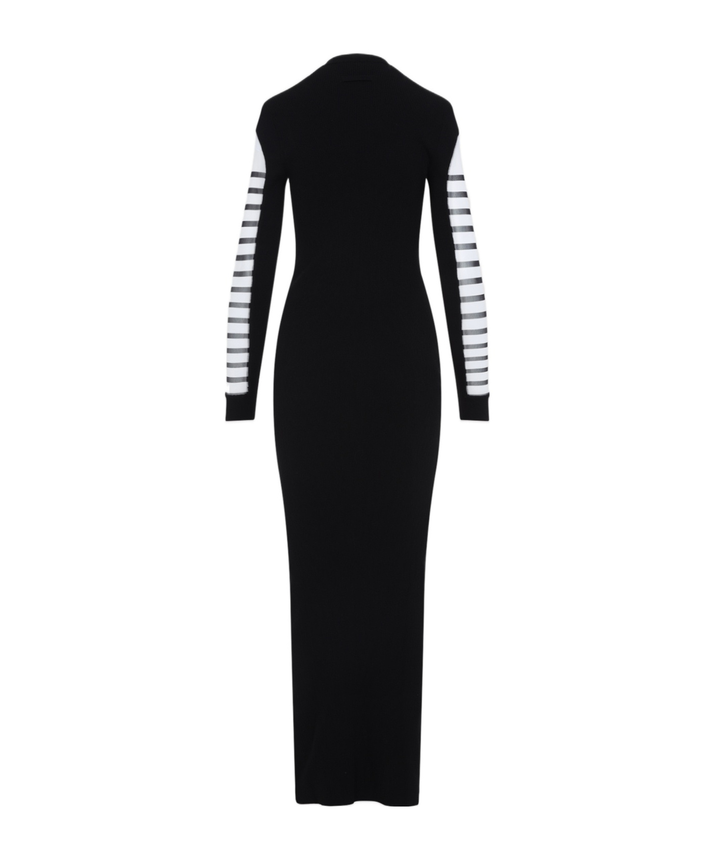 Jean Paul Gaultier Mix Mesh And Knit Long Sleeves Dress Printed Mariniere In White
