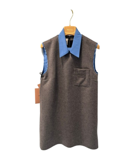 Miu Miu Sleeveless Dress In Gray