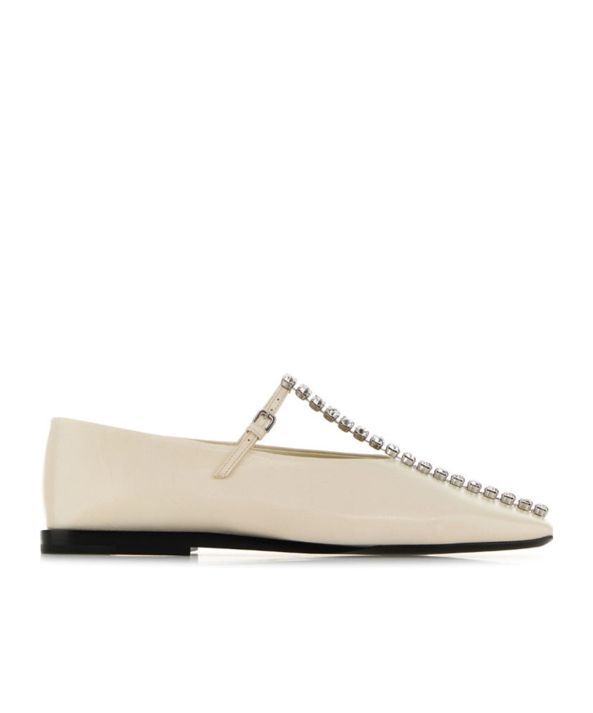 Jil Sander Ivory Leather Ballerinas In Neutral