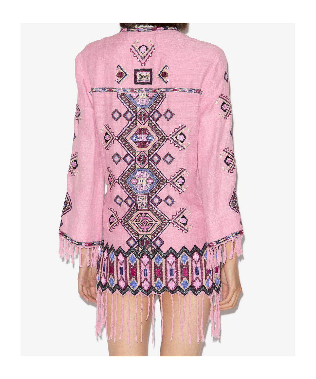 Shop Isabel Marant Vestido Corto Zayana De Seda Matka Bordada In Antique Pink
