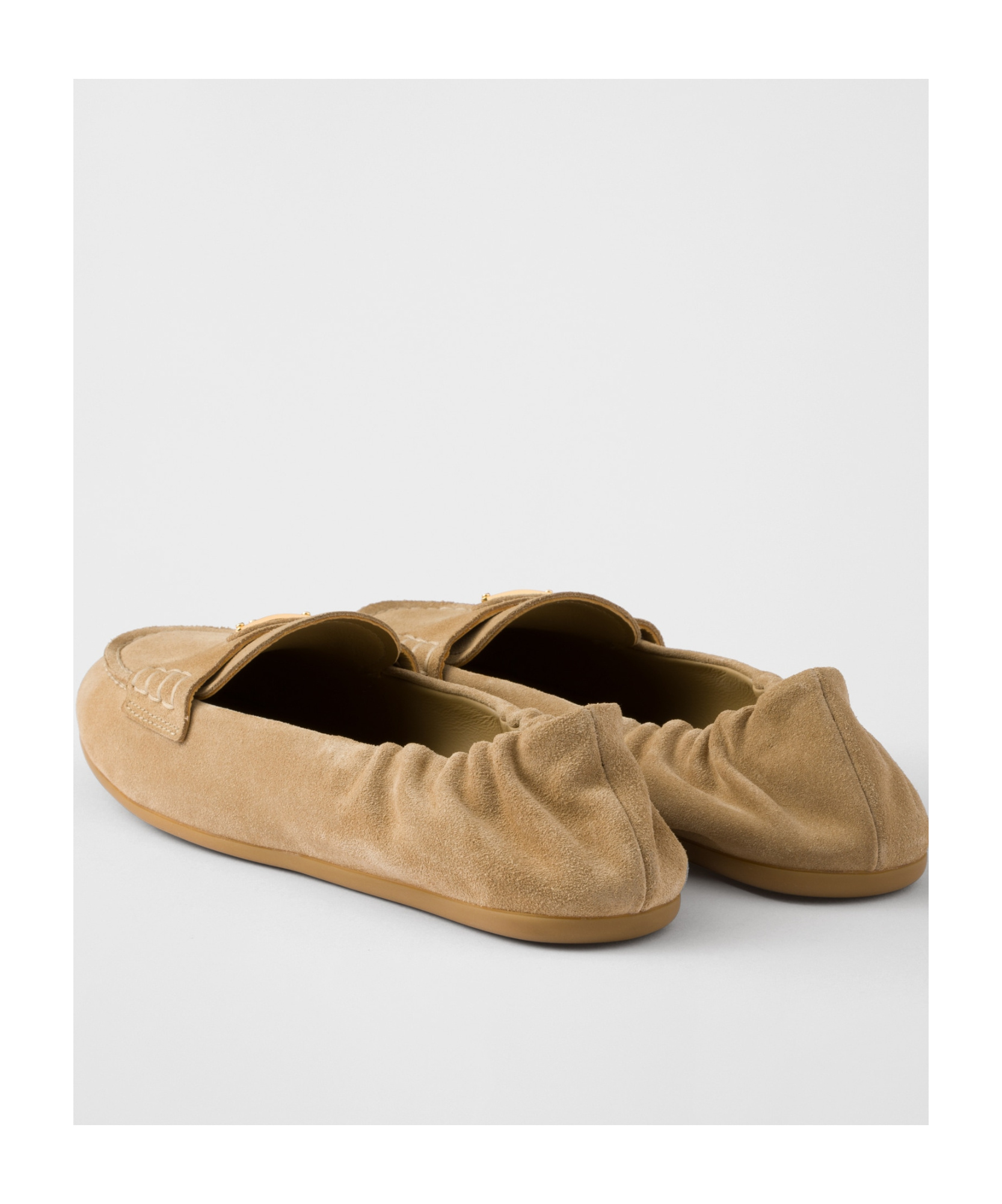 Prada Round-head Flat Shoes In Brown