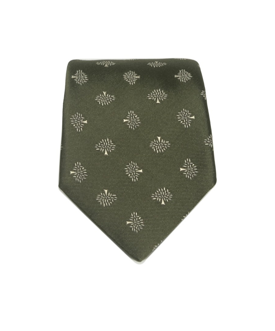 Mulberry All Over Tree Pointed Tie In Green
