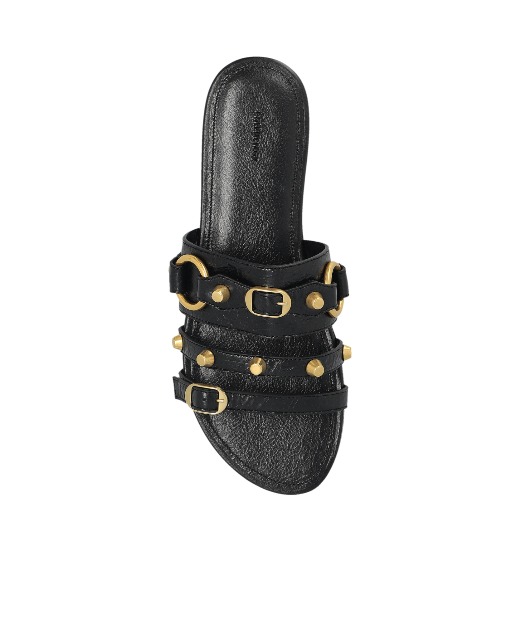 Balenciaga City Nappa Leather Flat Slides In Black