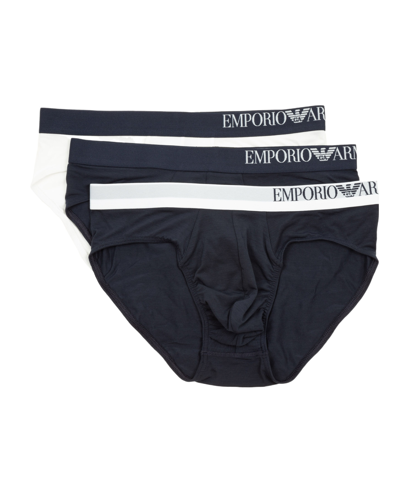 Emporio Armani Elastic Waist Briefs Pants 3-piece Set In Black