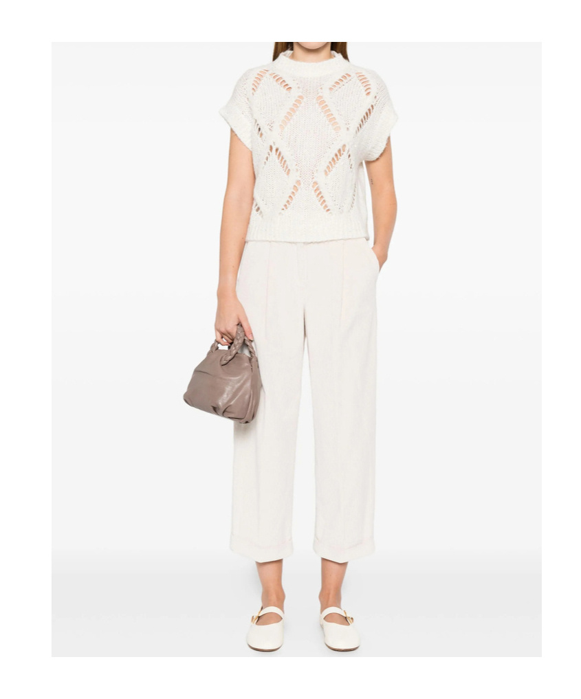 Antonelli Diamond Pattern Knitted Sweater In White