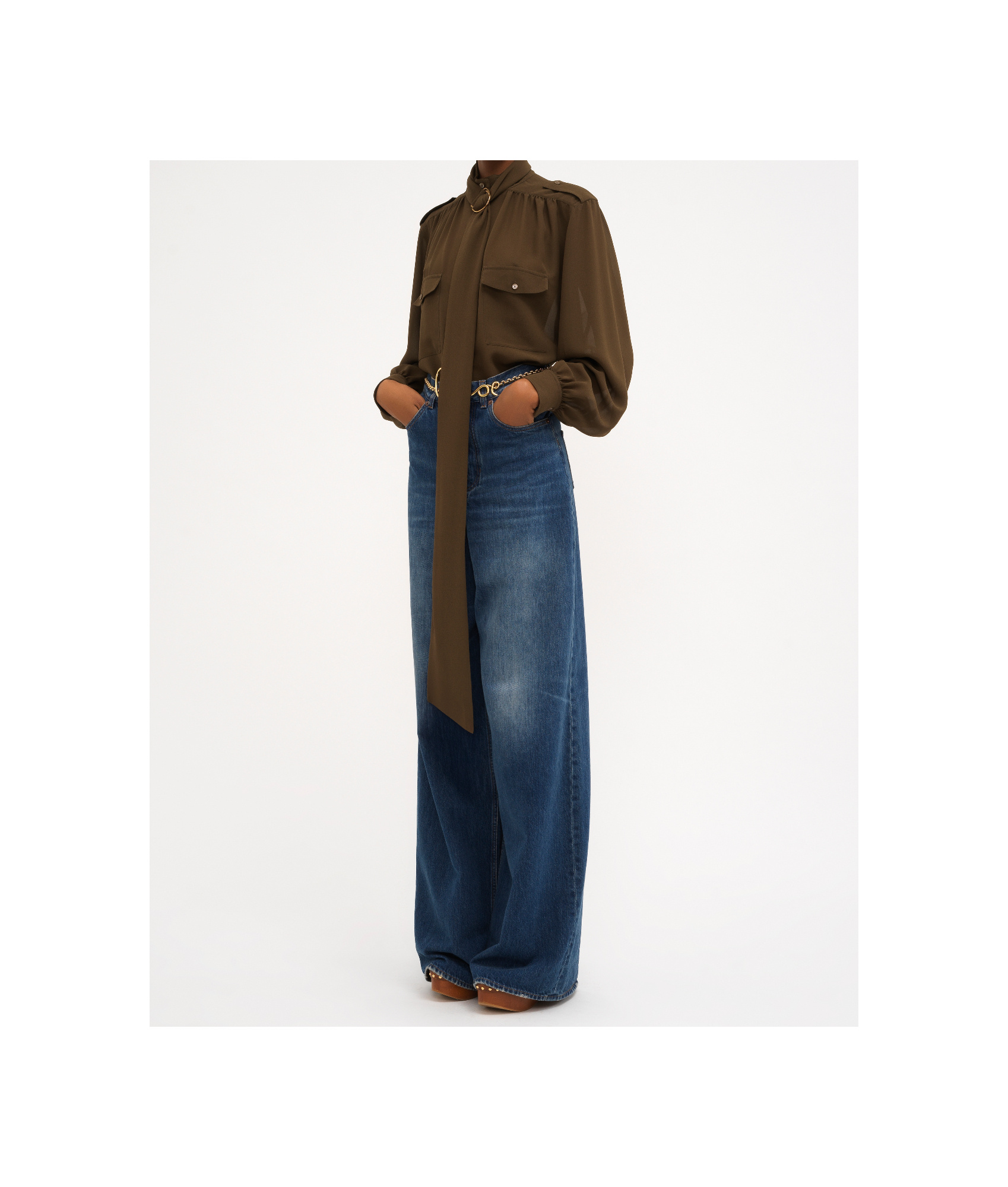 Chloé Silk Long-sleeved Shirt In Green