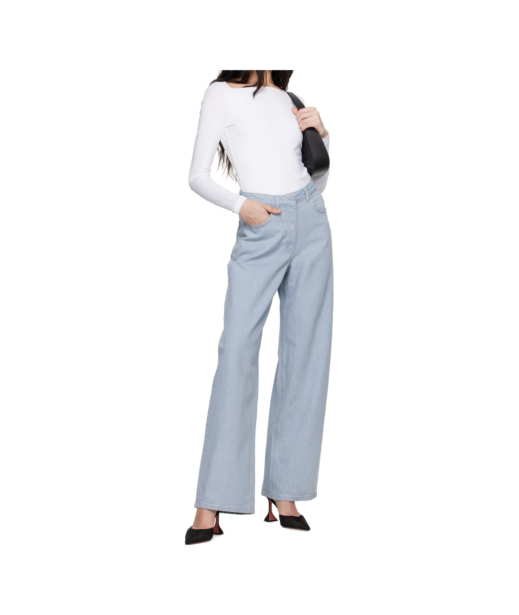 Remain Birger Christensen White Long Sleeve Jersey Top In Black