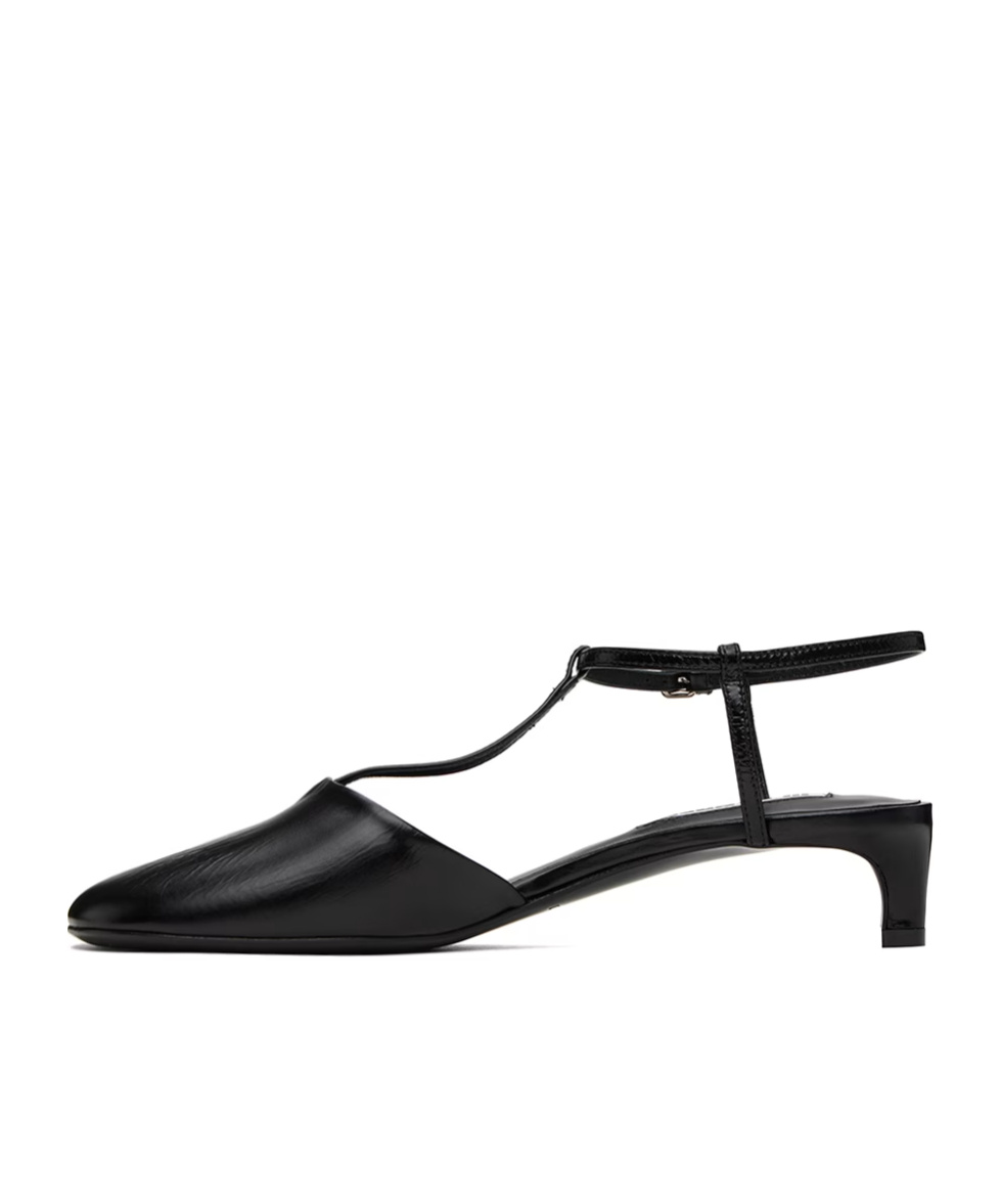 Jil Sander Women's 35mm Leather T-strap Sandals In Black