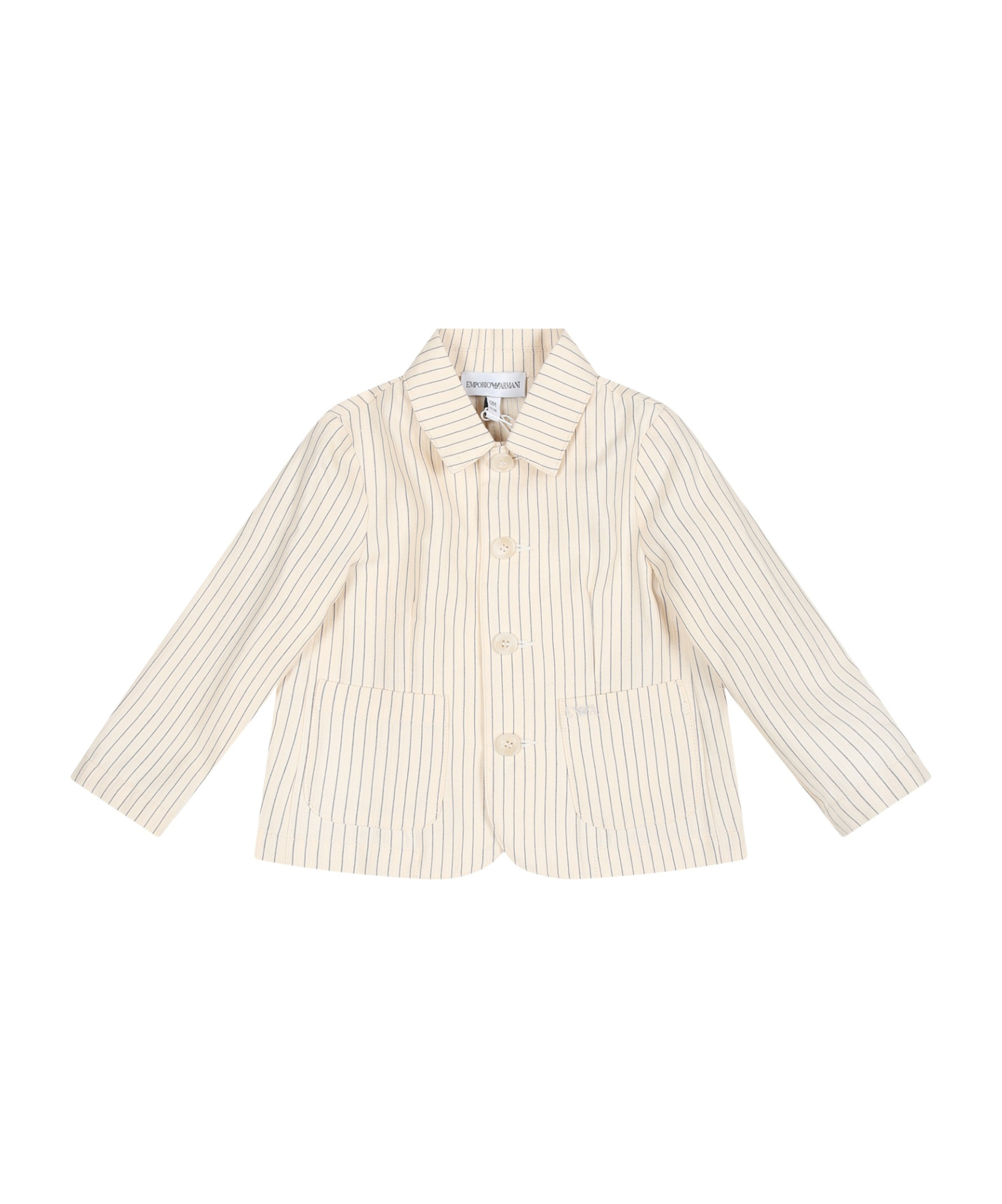 Emporio Armani Pinstriped Cotton-blend Blazer In White