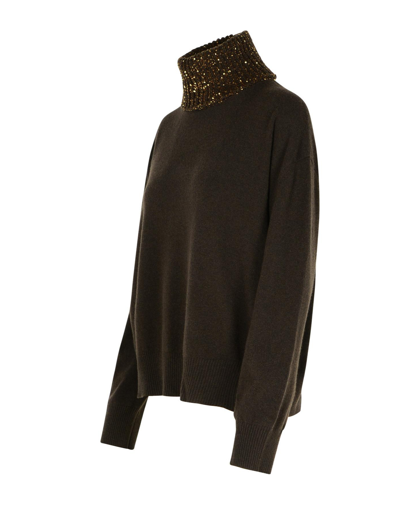 Fabiana Filippi Brown Wool Blend Turtleneck Sweater In Black