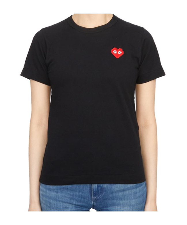 Shop Comme Des Garçons Play Round Neck Short Sleeve T-shirt