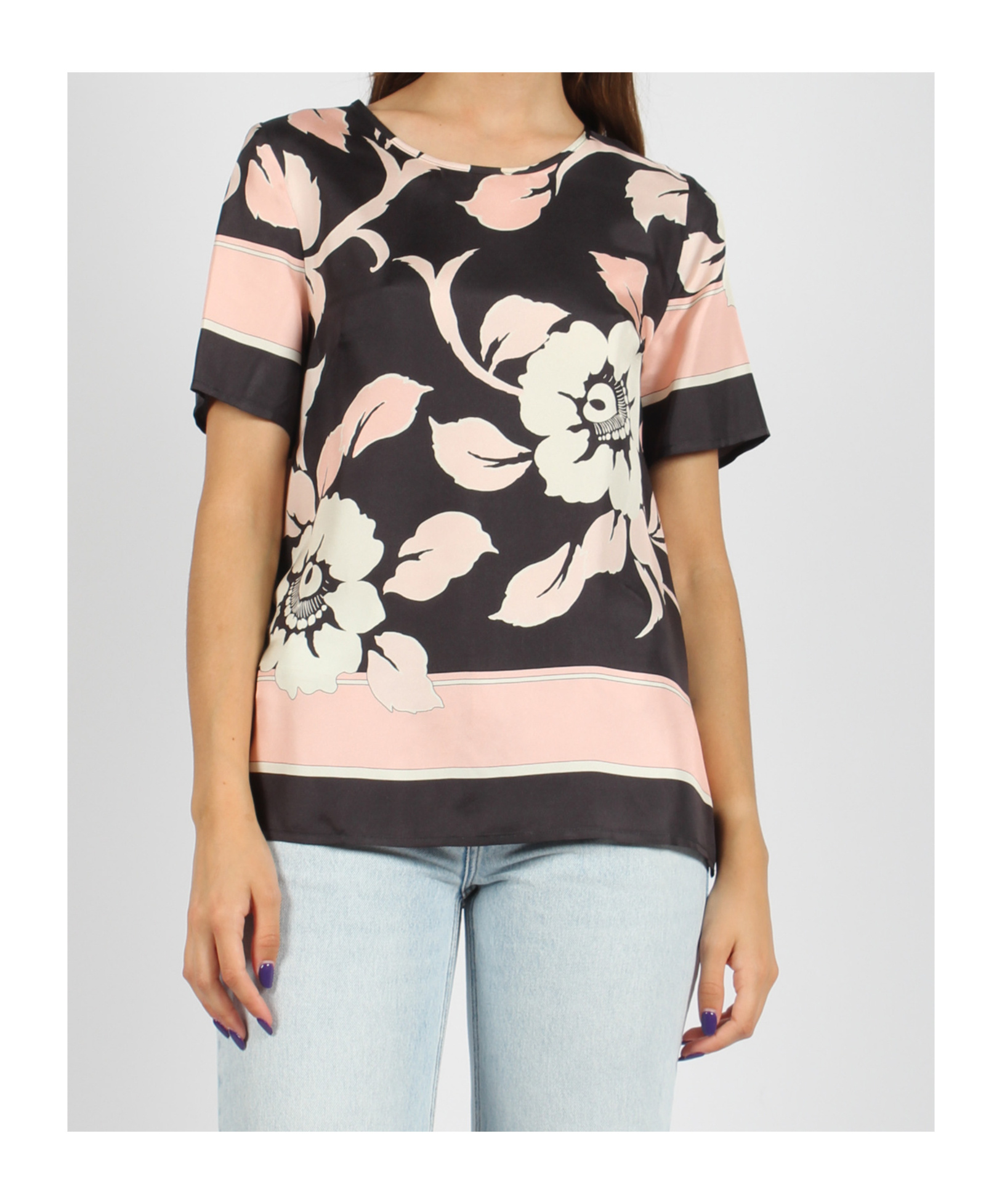 P.A.R.O.S.H FLORAL-PRINT SILK TOP