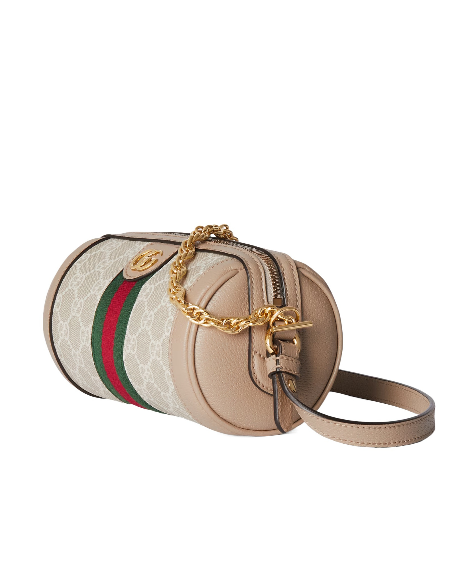 Gucci Brown Canvas Ophidia Mini Shoulder Bag In Nude