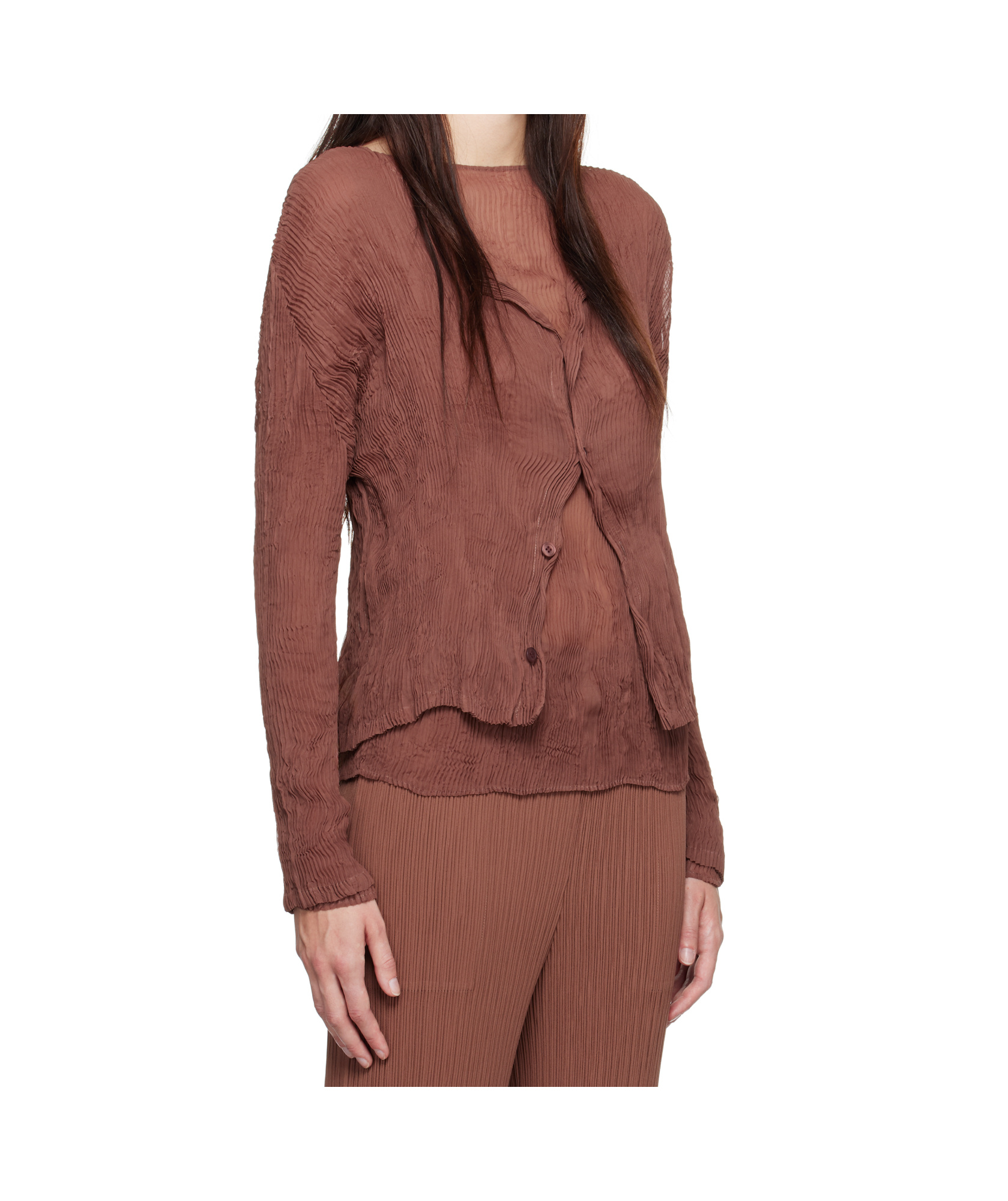 Issey Miyake Long-sleeved Sweater In Brown