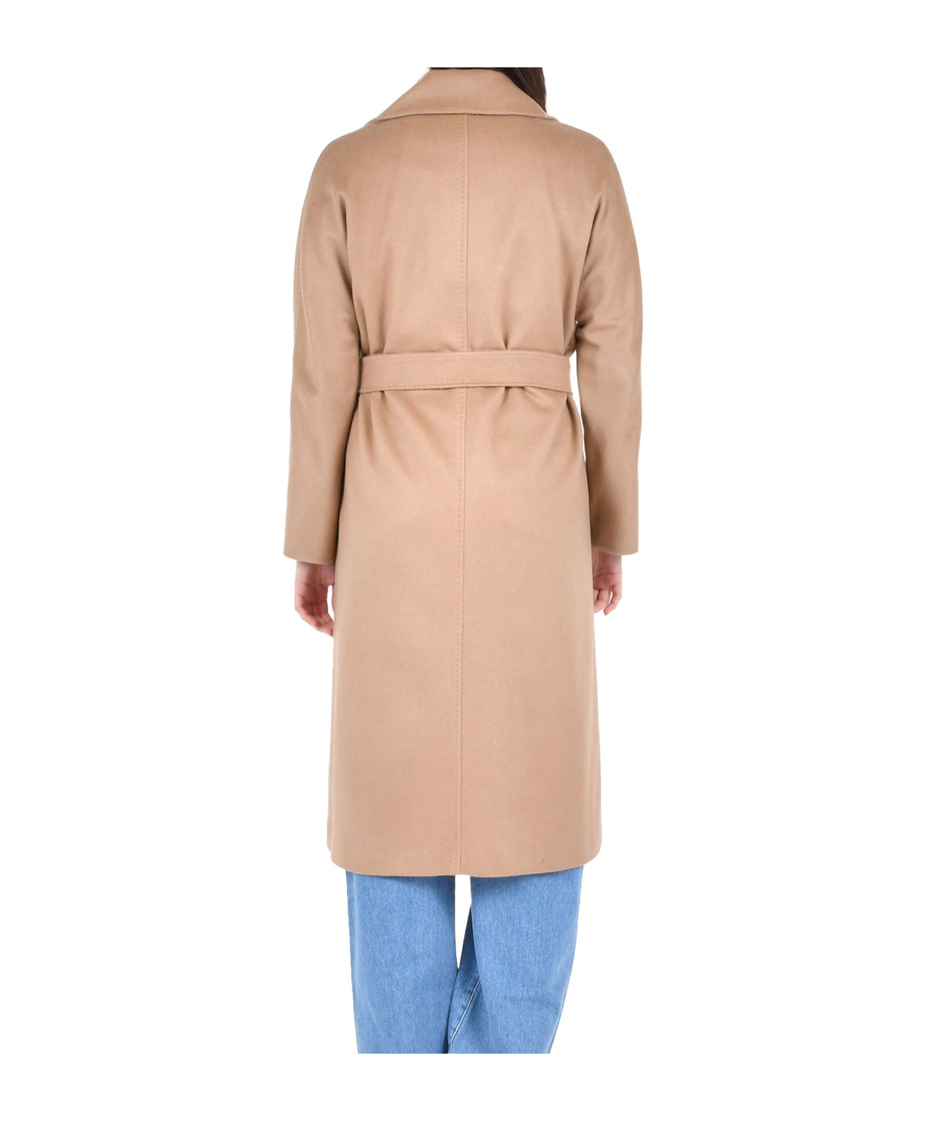 Max Mara Natural Wool Belted Coat In Neutral