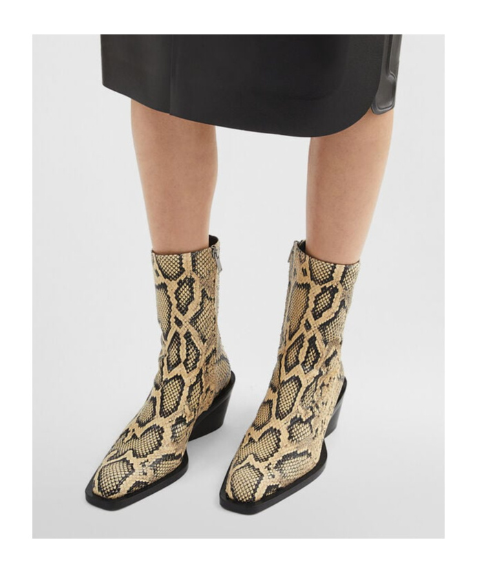 Jil Sander Snakeskin Embossed Leather Boots In Nude