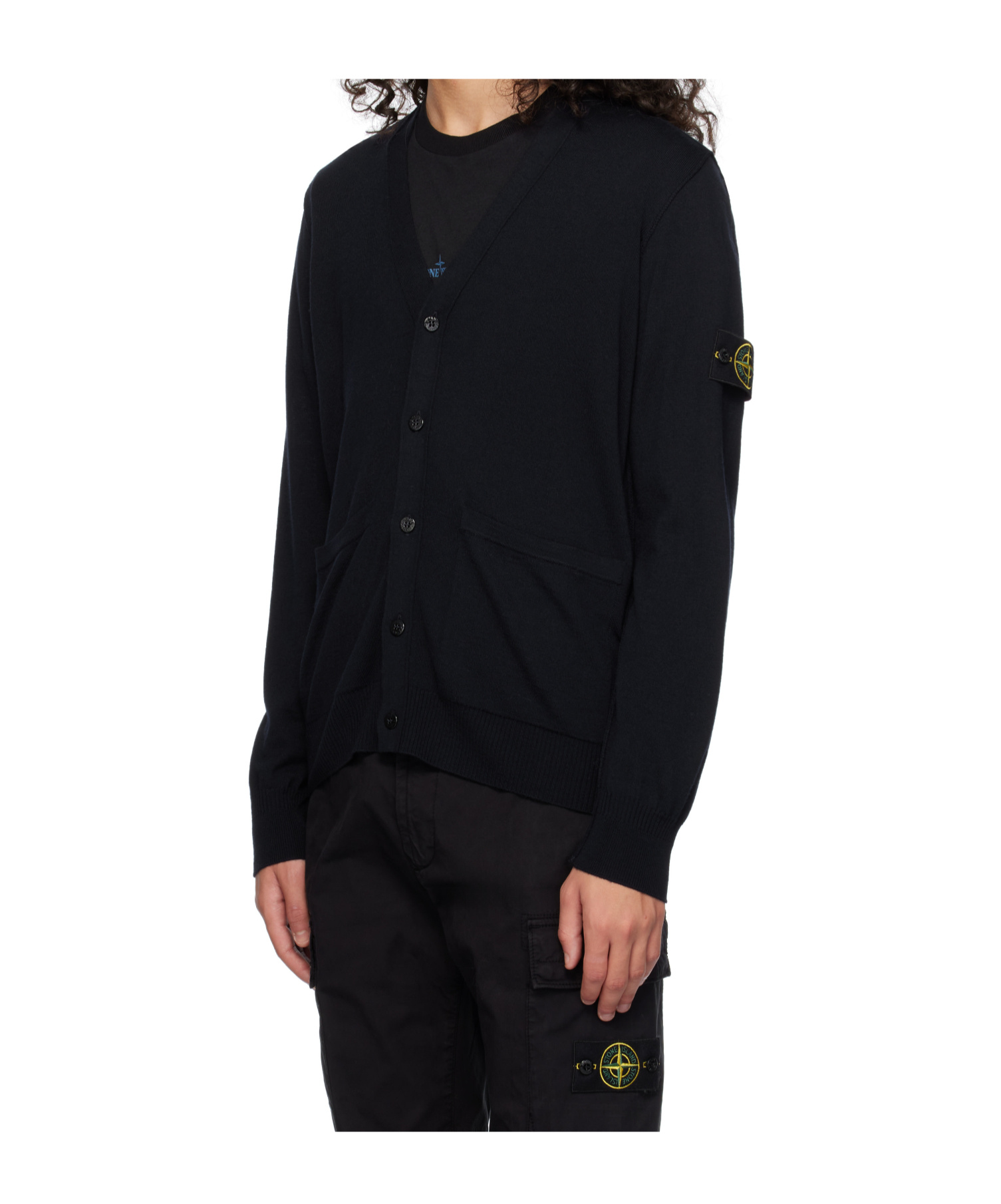 Stone Island Black Patch Cardigan In Black