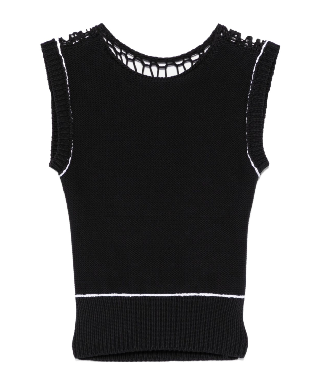 Shop Mm6 Maison Margiela Open-knit Vest In Black