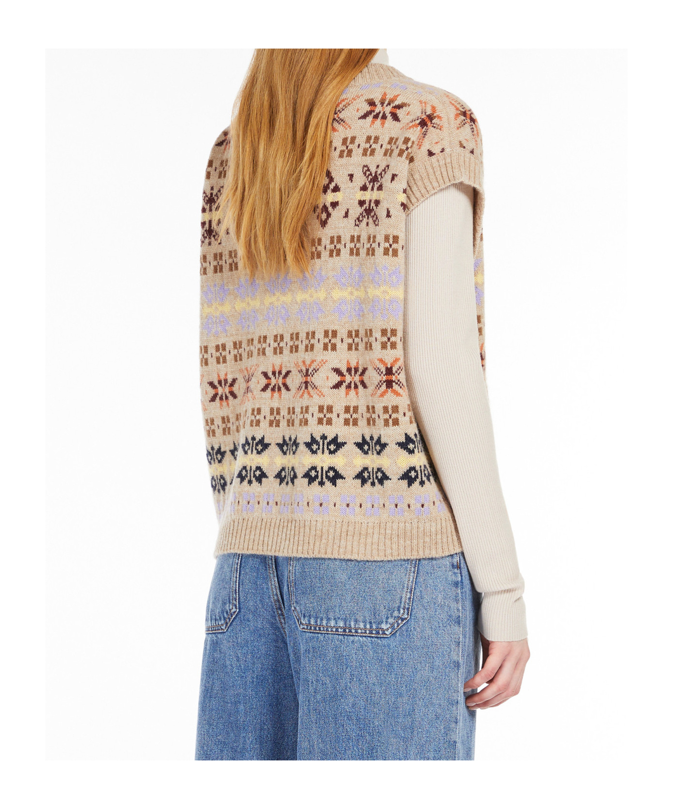 Shop Weekend Max Mara All-over Patterned V-neck Vest In Nude