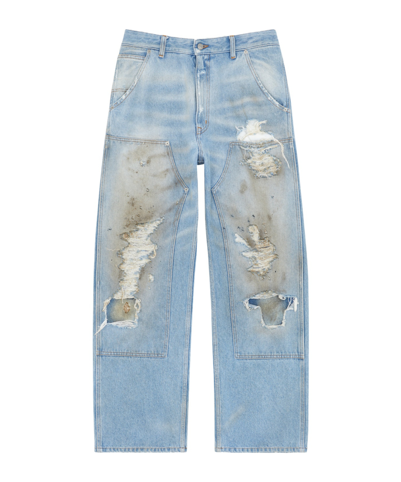 Mm6 Maison Margiela Mm6 By Maison Margiela Relaxed Fit High-waisted Distressed Jeans In Blue