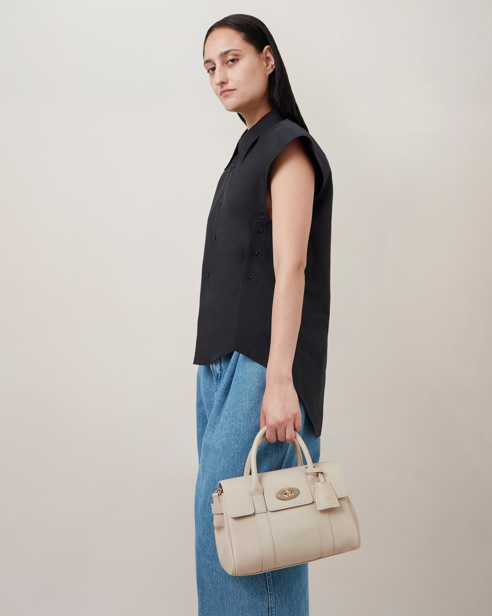 Mulberry Small Bayswater Leather Tote Bag In Nude