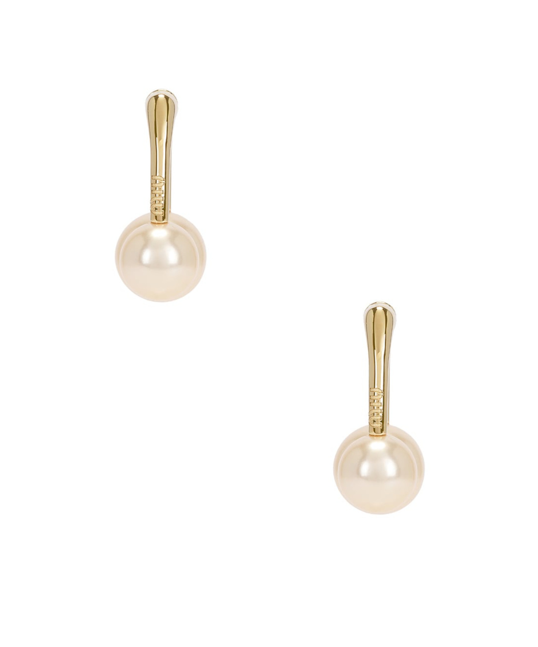 Miu Miu Pearl Earrings In Yellow