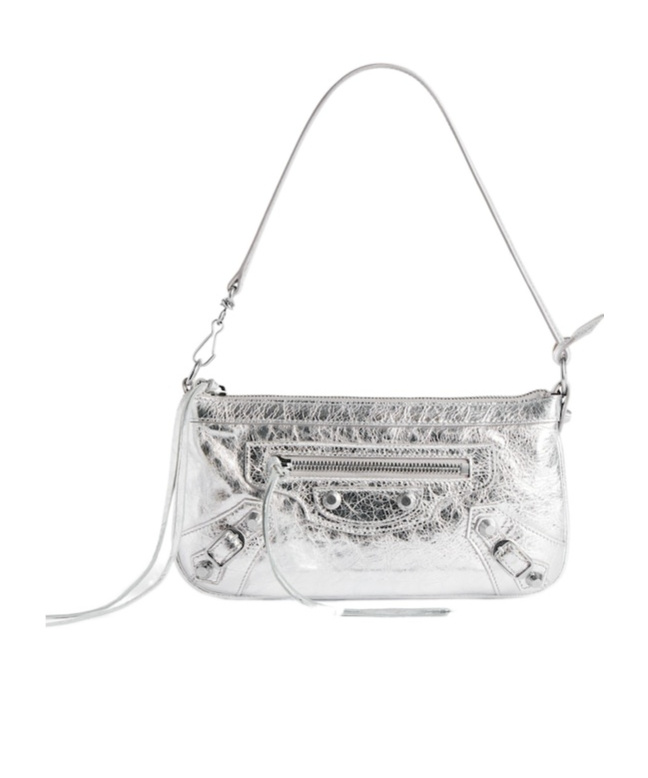 Balenciaga Women's Le City Pouch On Strap In Silver In Silver