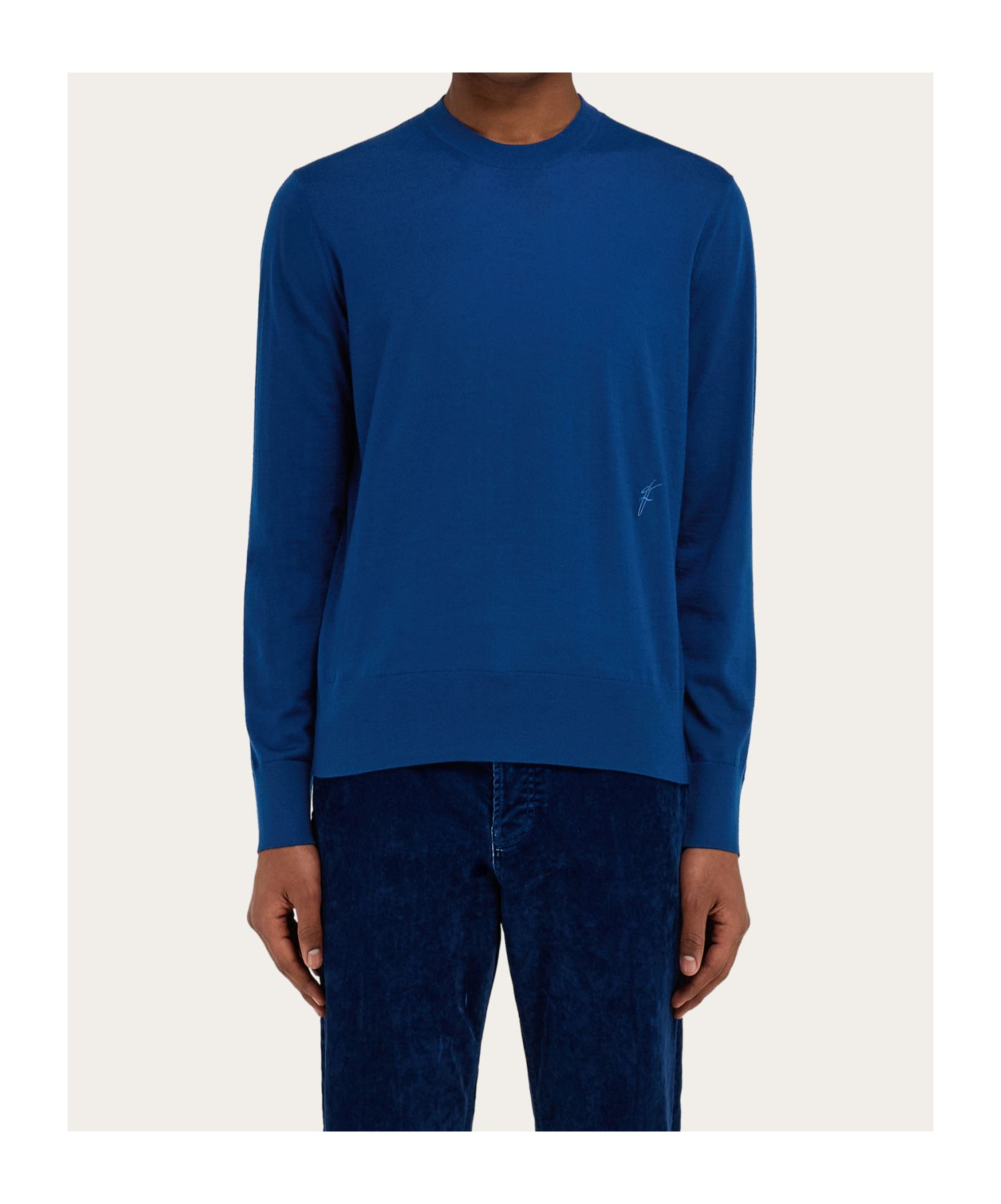 Ferragamo Logo-embroidered Jumper In Blue