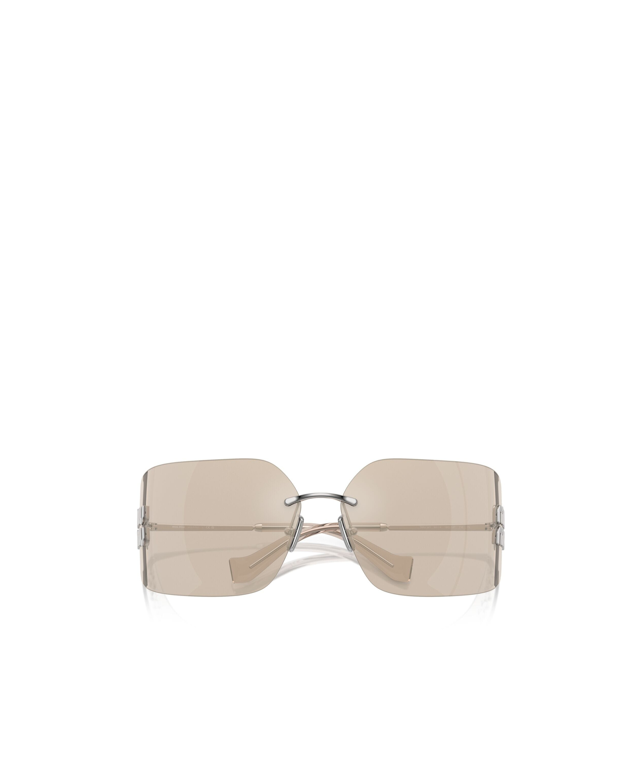 Miu Miu Metal Rimless Wrap Sunglasses In Nude