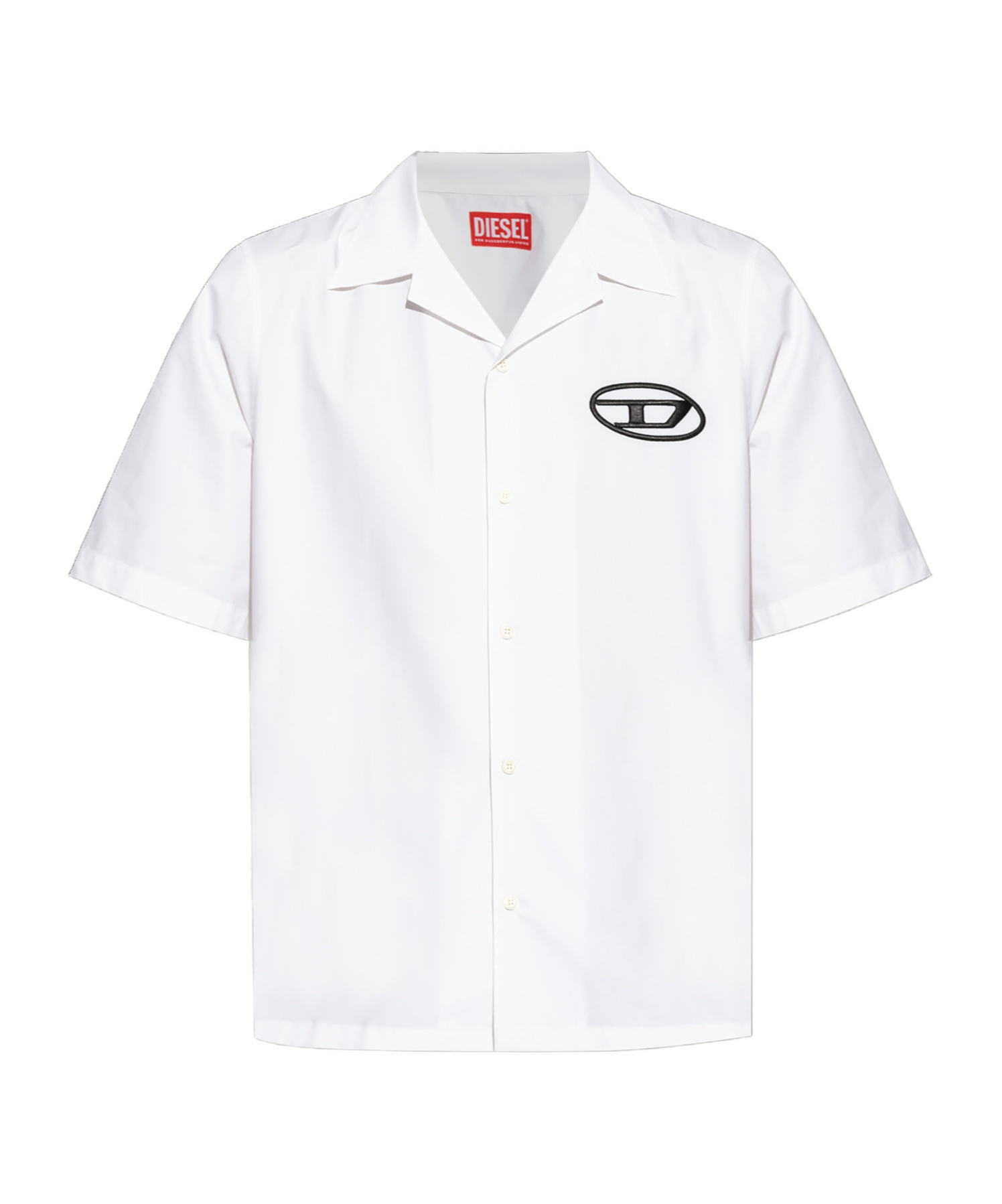 Diesel S-mac-c Short Sleeve Bowling Shirt In White