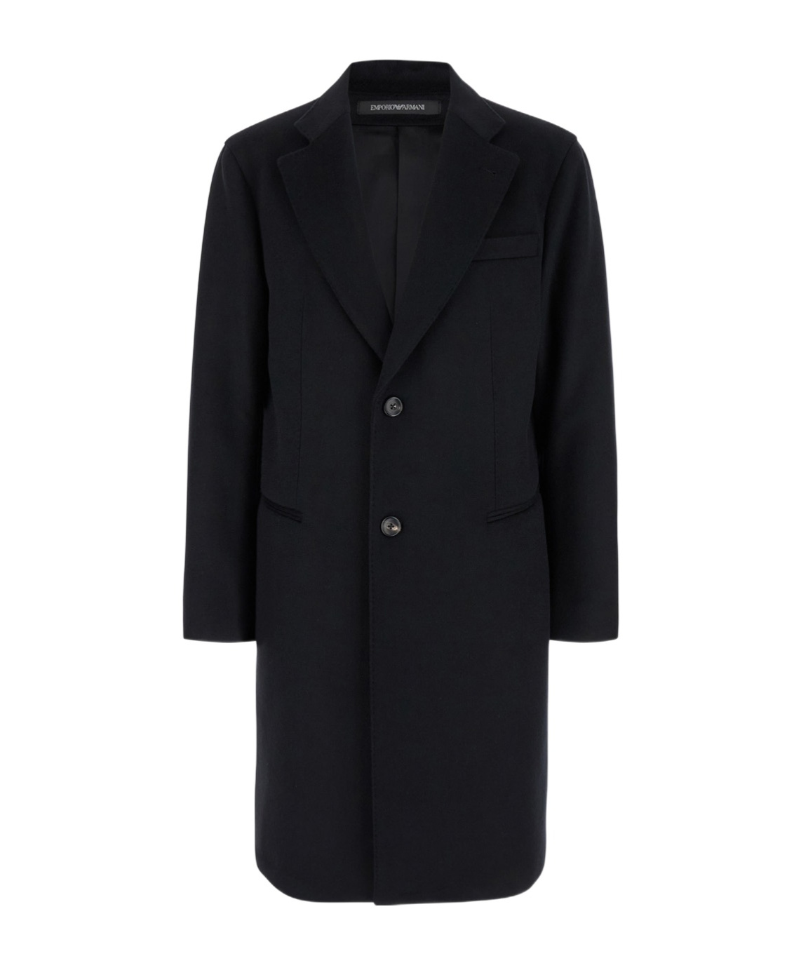 Emporio Armani Black Single-breasted Coat With Notched Revers In Black