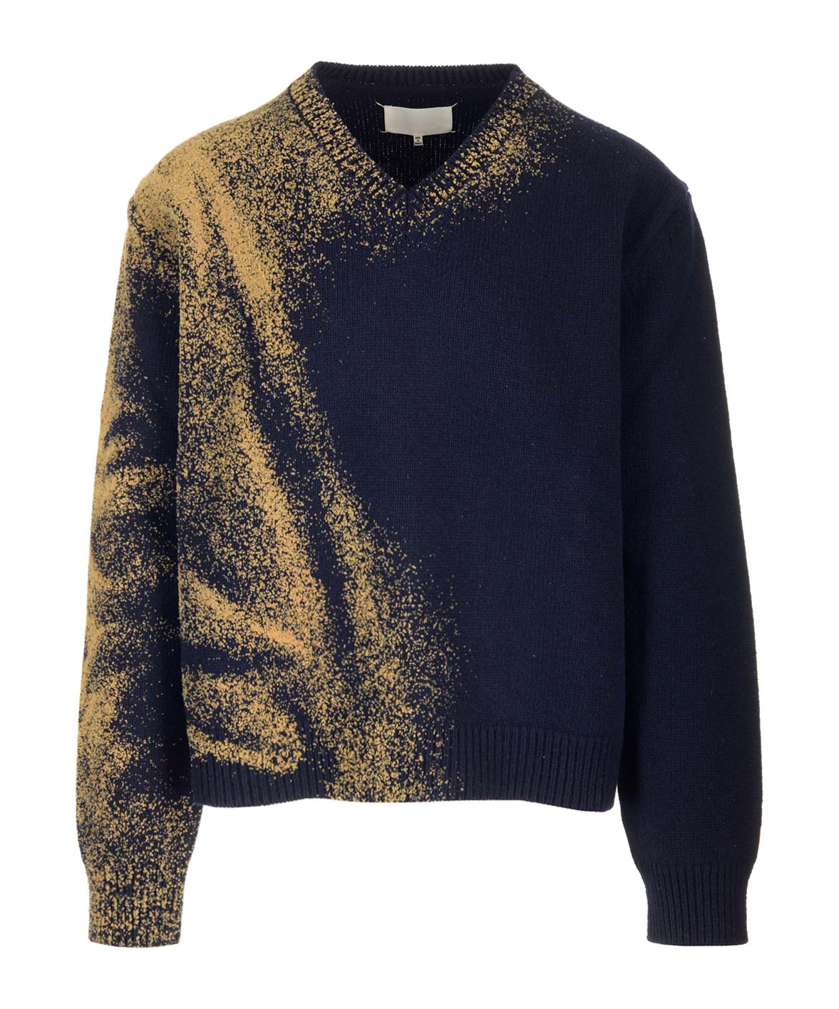 Maison Margiela Spray Paint-effect Wool Jumper In Blue