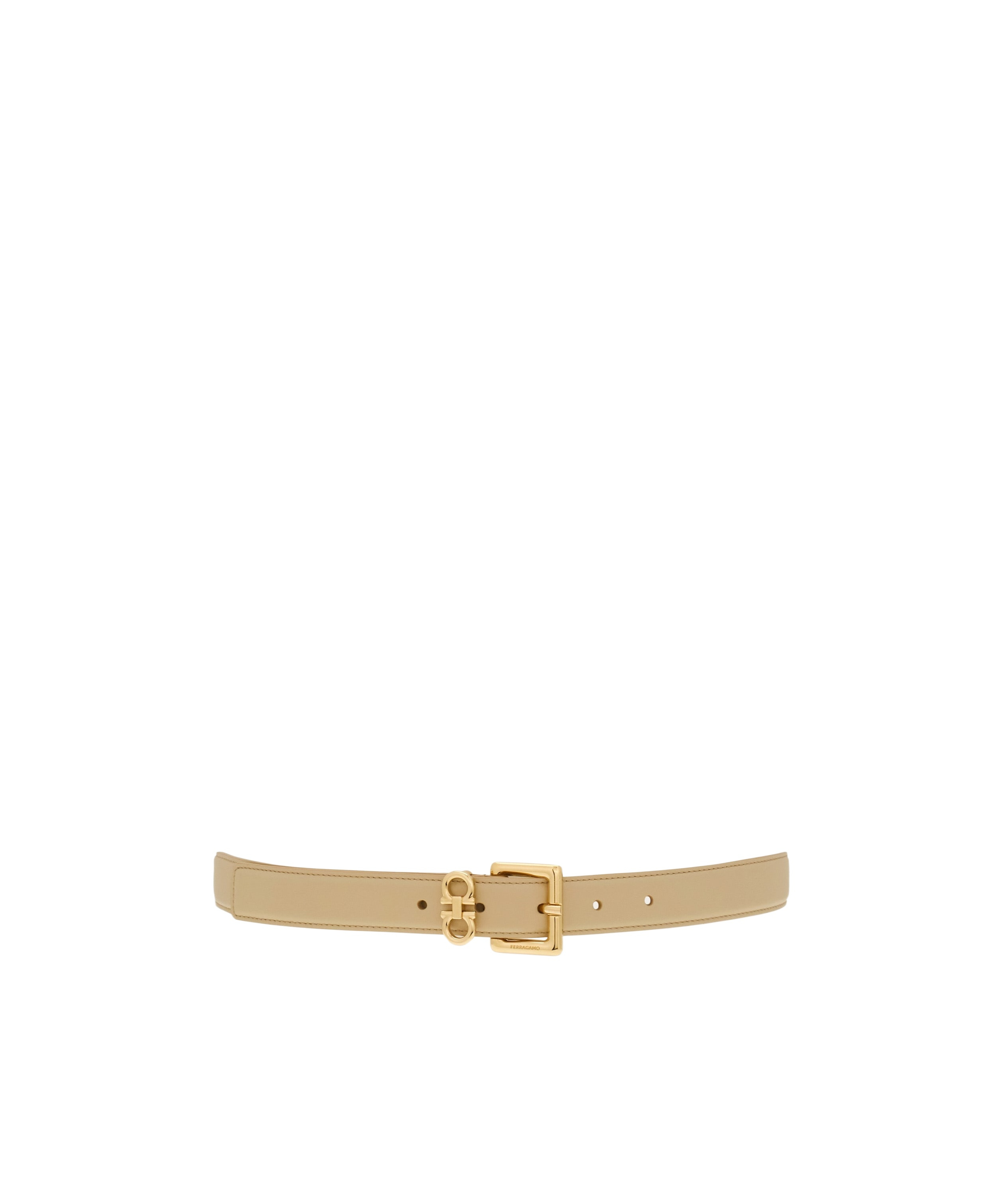 Ferragamo Double Gancini Buckle-fastened Belt In Gold