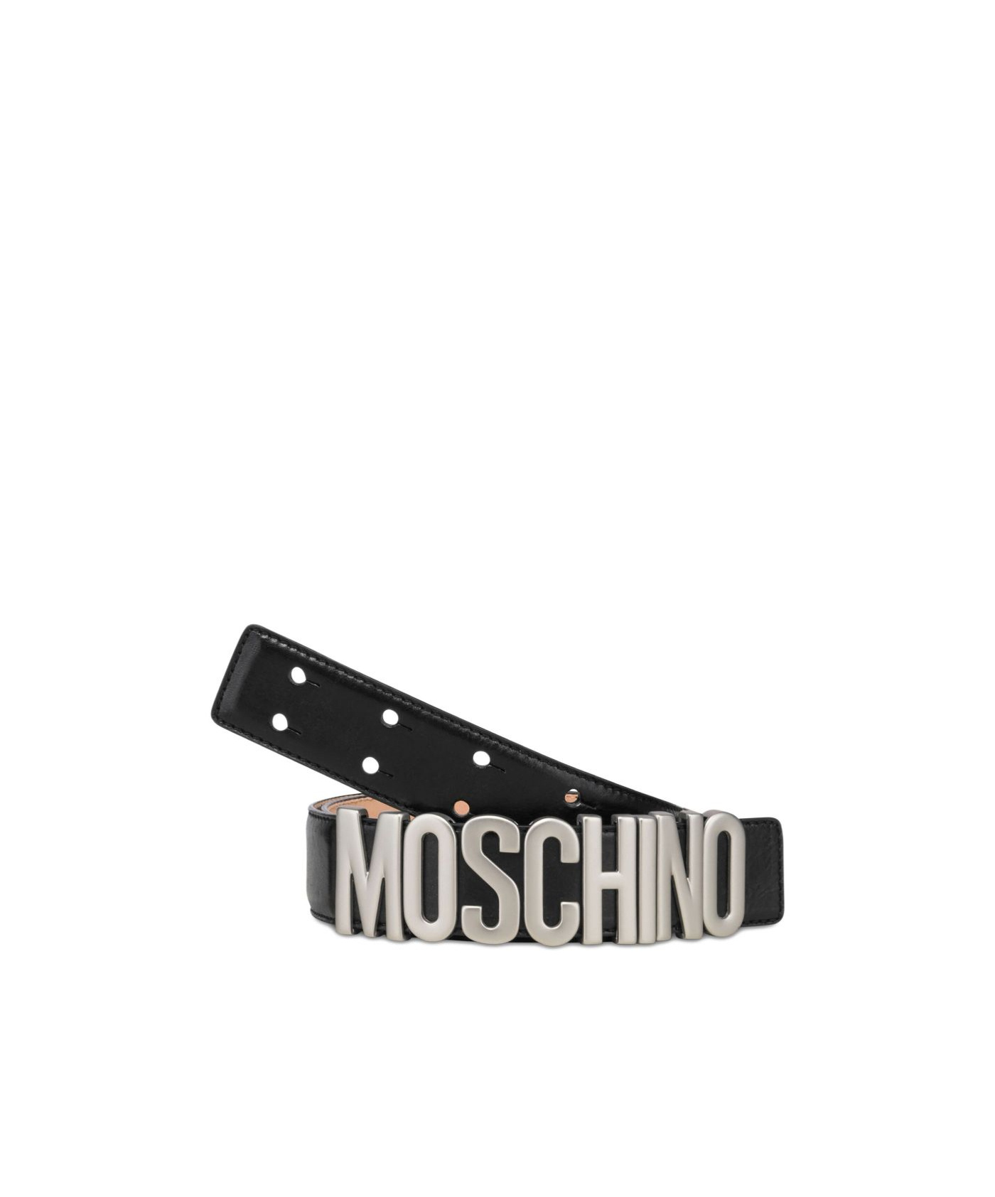 Moschino Calf Leather Adjustable Fit Smooth Belts In Black