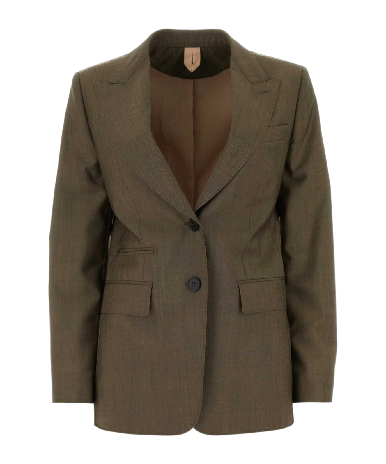 Max Mara Wool Blend Apice Blazer With Front Pockets In Green