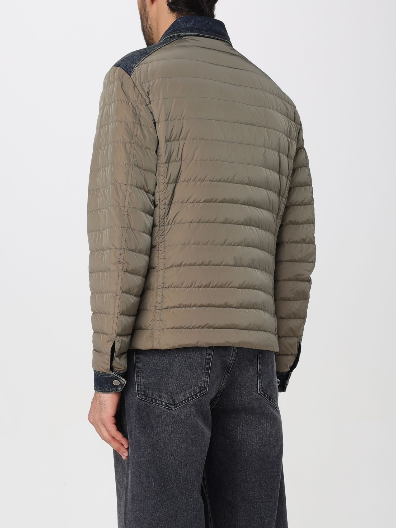 Moorer Jacket Nylon Denim Inserts In Brown