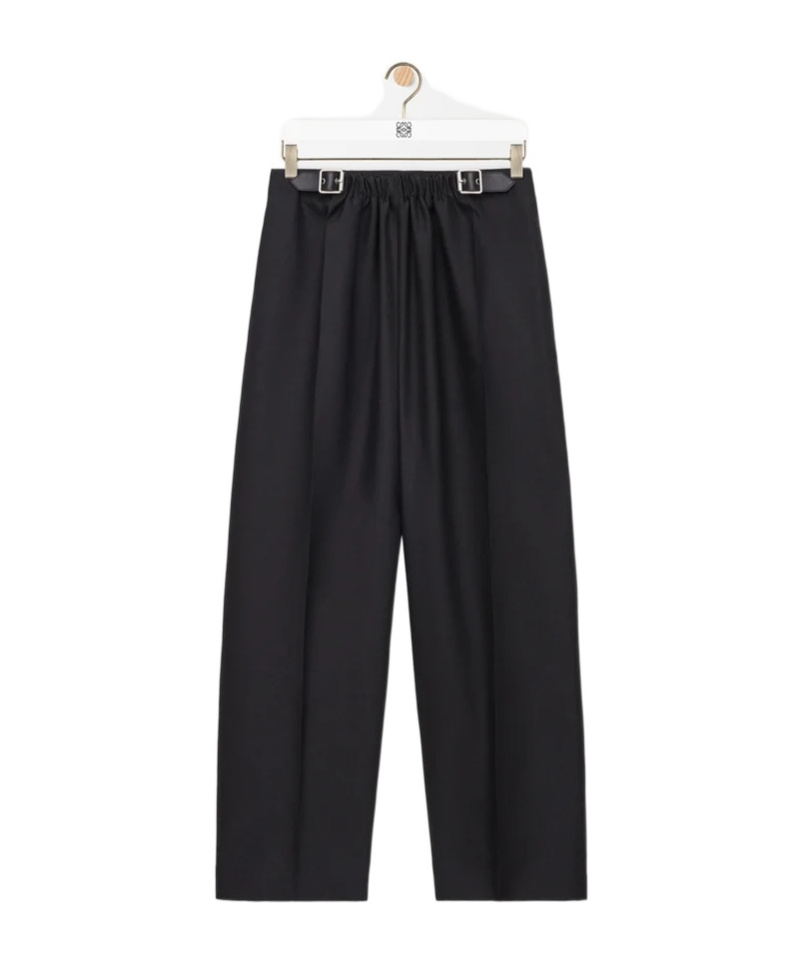 Loewe Belted Trousers In Wool And Silk In Black