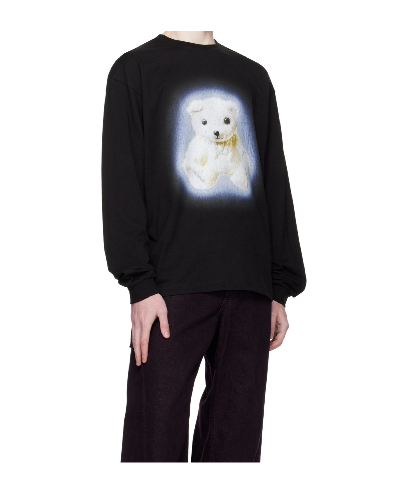 We11 Done Glow Teddy Long-sleeved T-shirt In Black