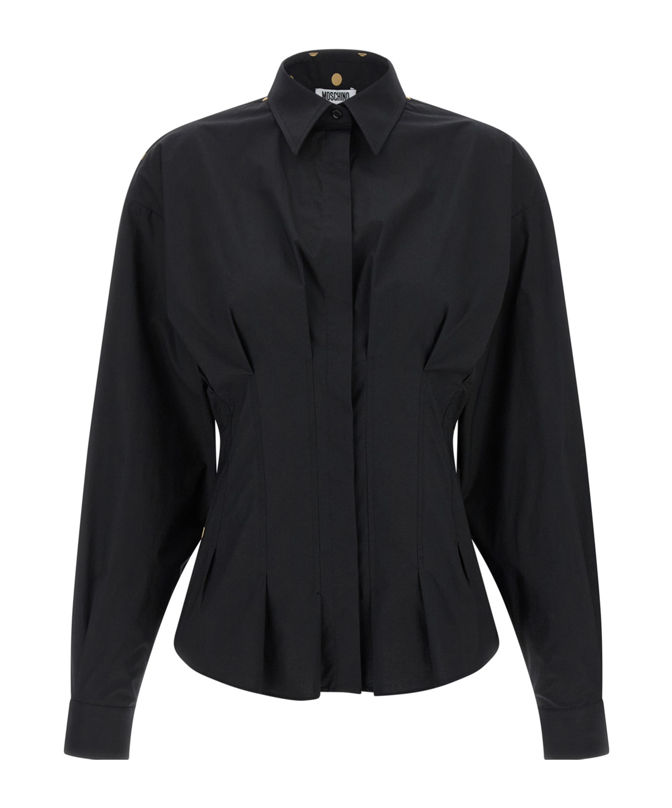 Moschino Dotted Shirt With Collar And Long Sleeves In Black
