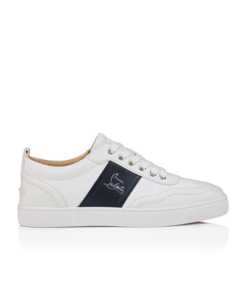 Christian Louboutin Retero Leather And Canvas Sneakers