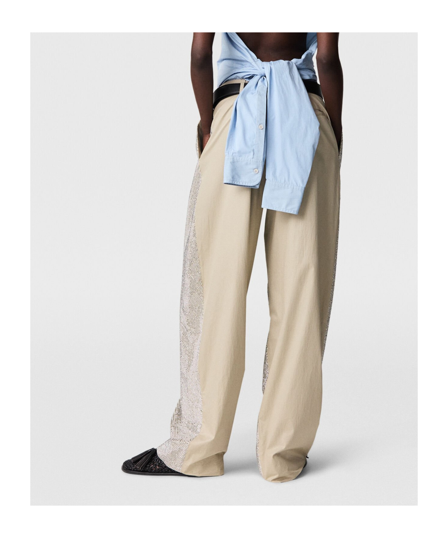 Stella Mccartney Crystal Hotfix Balloon Trouser In Silver