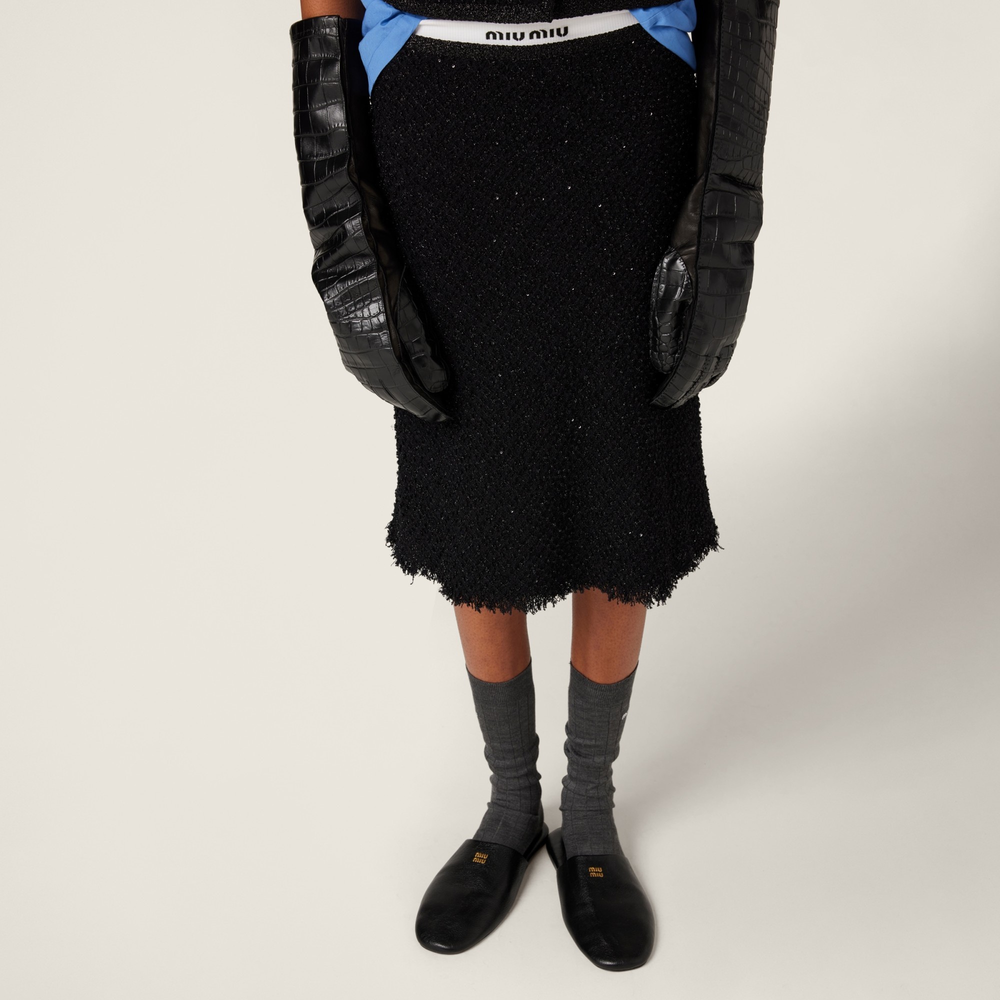 Miu Miu Long-sleeved Casual Jacket In Black